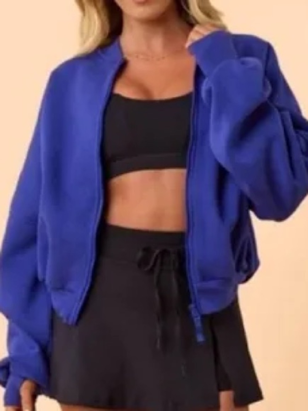 Blogilates Royal Blue Marshmallow Bomber Jacket - Full Zip Comfort - Picture 2 of 8